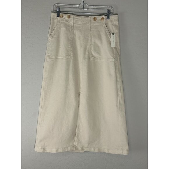 The Kit Denim Midi Skirt by Pilcro Midi Tan Khaki Women’s 8 Boho‎ Academia - Picture 1 of 13